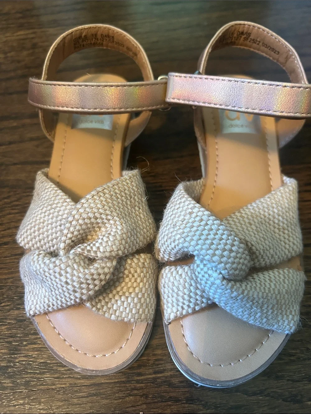 Girls' Dolce Vita Knotted Strap Sandals in Metallic Rose Gold